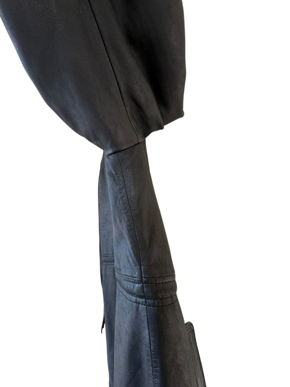 June Black Leather Jacket, Real Rabbit Fur Size Small - Picture 15 of 16
